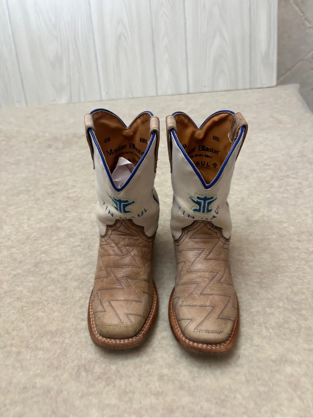 Tin Haul Master Blaster Leather Square Toe Western Cowboy Boots Kid Boys Size 13
